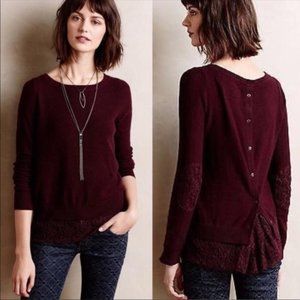 Anthropologie Angel of the North Burgundy Sweater
